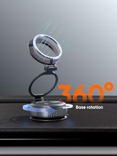 Image of CableCreation 360 Rotating Magnetic Car Phone Holder - N52 Vacuum Suction Cup Mount,Adjustable Suction Cup Cell Phone Mount, Waterproof Multi-Surface Sticky Stand for MagSafe iPhones & Android