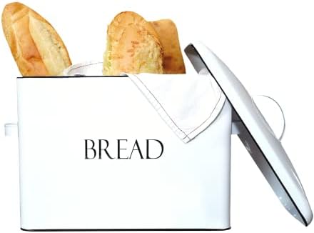 OUTSHINE Farmhouse Extra Large Bread Box for Kitchen Countertop | White Bread Box with Fitted Lid | Vintage Bread Storage Container for Kitchen | Best Farmhouse Bread Box Countertop Gift