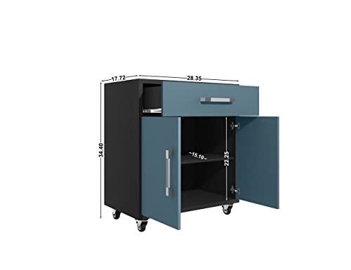 Image of Manhattan Comfort Eiffel Garage Cabinets and Storage System, Set of 5, Blue
