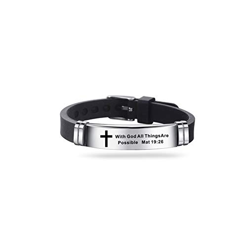 Bracelet en silicone avec croix gravée homme femme bijou spirituel
