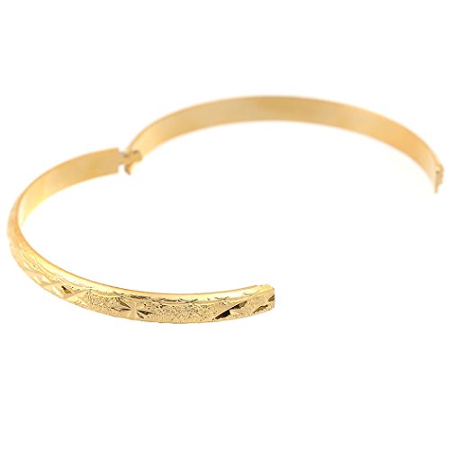 3Pcs Womens Bangle Bracelet 18K Gold Filled Handcarved Star Pattern Cuff Bangle Openable Wristband for Wedding Party Dia.65mm4