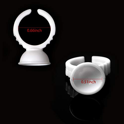 BTArtbox 300PCS Tattoo Rings Cups Disposable Glue Holder Plastic Tattoo Ink Pigment Ring Adhesive Makeup Rings Palette For Eyelash Extension Nail Art