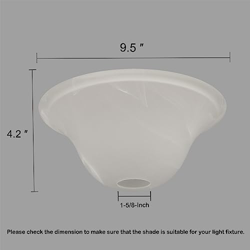 Giluta Small Floor Lamp Glass Shade Replacement Globe -Fitting Opening 1.625" Modern Alabaster Style Light Fixture Shade, Height: 4.13 Inch, Width: 9.45 Inch. Lipless #TOP2
