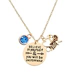 Personalized Cheer Necklace, Girls Cheerleading Believe in Yourself &amp; &amp; You Will Be Unstoppable Charm Pendant, Rose Gold Cheerleader Charm Necklace, Cheer Jewelry - Gift For Cheerleaders &amp; Cheer Teams