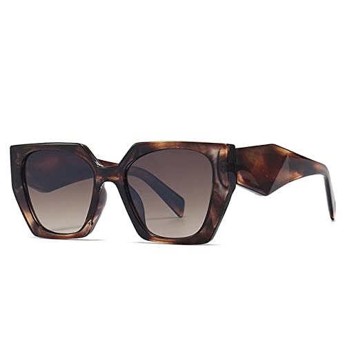 Lunettes de soleil œil de chat polygone protection UV400 verres thé