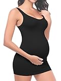 Garseam Women’s Maternity Sleeveless Tank Top with Belly Support, Seamless Pregnancy Shapewear Bodycon Dress for Workout,Casual Wear