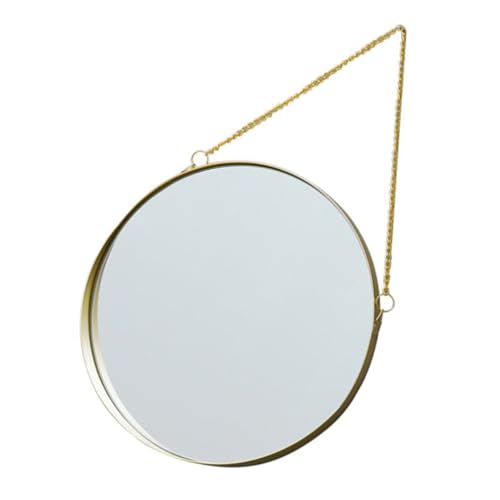BATHVEVE Espejo de Maquillaje Redondo Dorado para Colgar Pared, Espejo Decorativo de Hierro y Vidrio sin Olor ni Decoloración, Adecuado para Baño y Dormitorio