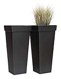 blumenkübel 70 cm Witterungsbeständig Casa Mina Zink Blumenkübel Übertöpfe Pflanzkübel Blumentopf Shanghai 2er Set Schwarz 70cm