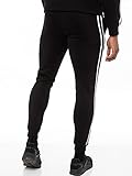 Enzo Mens Full Tracksuit Set Striped Pullover Hoodie Casual Hoody Top Fleece Joggers Gym Jogging Bottoms (Black, L, l) - Image 6