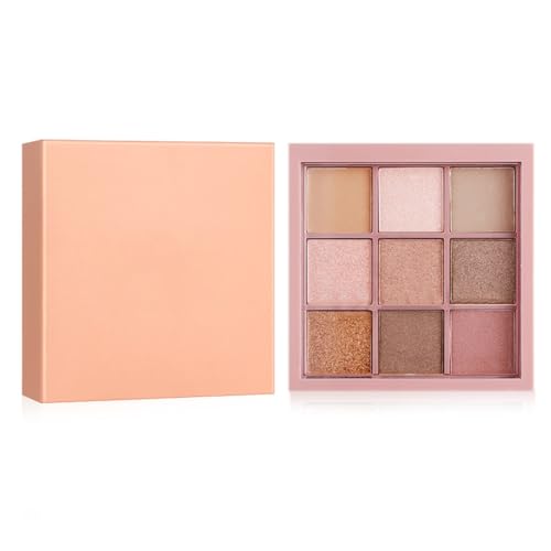 LEEQBCR 1 x Paleta de Sombras de Ojos de 9 Colores para Resaltar e Iluminar, Sombras de Ojos Mate Brillante Altamente Pigmentadas, Pack Profesional de Viaje, Maquillaje para Principiantes