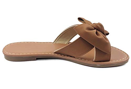 Image of Tiara Women's Sandals Slip On Slide Flat with Twist Knot Bow