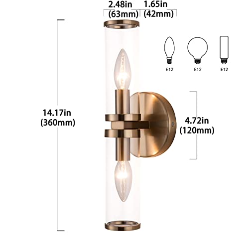 Papaya Antique Brass Wall Sconces 2-Light Vanity Light Fixture For Hallway Bedroom Living Room And Kitchen #TOP3