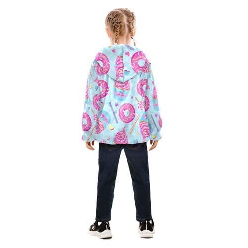 OTVEE Pink Donuts Cupcakes Kids Hoodie Jacket Fall Spring Full Zip Warm Outwear Coat4