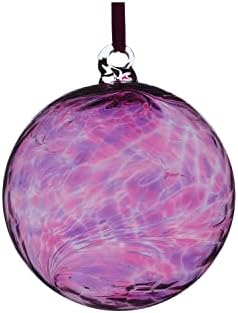 Hanging Glass Friendship Ball, 8cm, purple and pink