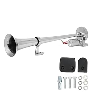 Aramox Electric Trumpet Horn, 12V/24V Single 1 Tube Trumpet Air Horn Speaker Kit 135dB for Car Trucks Boats Truck
