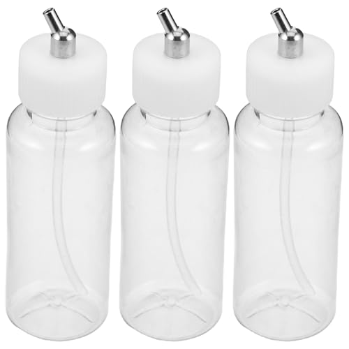 Lurrose 3stücke Airbrush-farbflaschen aus Kunststoff Airbrush-mischflaschen Farbaufbewahrungsbehälter Saugnapf-zubehör für Druckluftflaschen Leere Kunststoff-farbbehälter