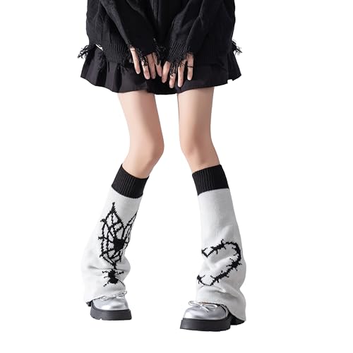 Image of WODECASA Girls Kawaii Leg Warmers Knitted Flared Leg Sleeves Goth Crochet Baggy Cuff Ankle Heap Socks
