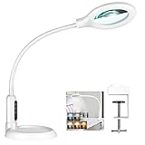 TOMSOO 8X Magnifying Glass with Light and Clamp, 5 Color Modes Stepless Dimmable Lighted Magnifier w