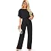 Produktbild TSWRK Jumpsuit Damen Elegant Sommer Kurze Ärmel Playsuit Strand Höschen Overall Lang Romper, Schwarz, M