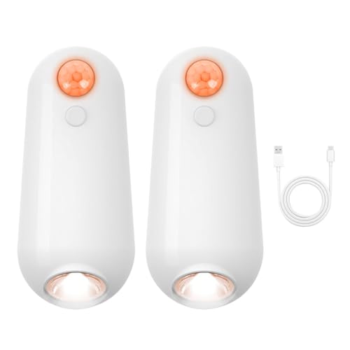 MiOYOOW 1/2 Pièces Lampe LED pour Toilette, Veilleuses Capteur de Mouvement Interieur de 8 Couleurs, Lumière Étanche Rechargeable USB Automatique pour...