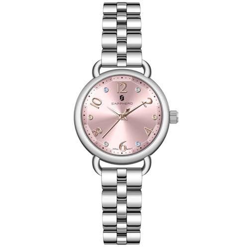 Image of Sapphero Ladies Watch Easy to Read Wristwatch, Women's Quartz Watch with Stainless Steel Strap, 5 ATM Waterproof, Classic Elegance Women Business Waterproof Watch