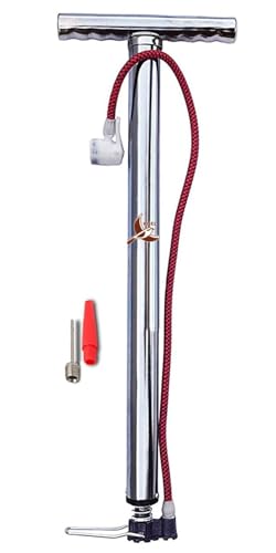 Image of Koel Steel Cycle Air Pump for Bicycle with Presta and Schrader Valves Football Handball Float Inflatable Furniture Motorcycle, Car Balloon Includes Inflatable Nozzle (Silver)