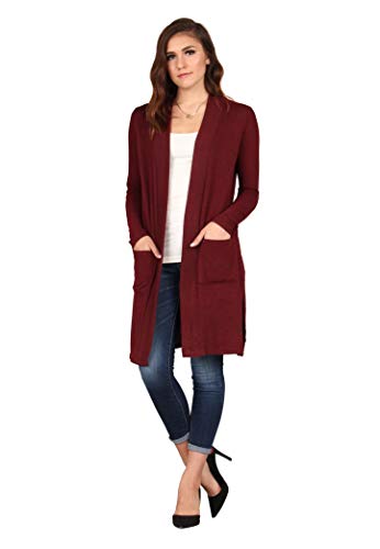 Lildy Women's Open Front Pocket Cardigan, Lightweight Casual Super Soft Stretchable Cozy Material