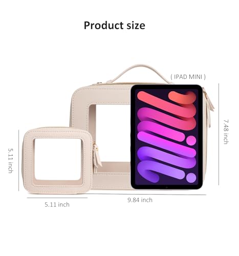 Image of LETGO 2 Pack Clear Travel Toiletry Bag for Women, Large & Mini Waterproof PU TSA Approved Cosmetic Pouches,Portable Beach Vacation Makeup Organizer Set,See Through Skincare Sunscreen Bags for Women