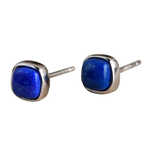 Boucles d'oreilles lapis lazuli bleu naturel 7mm argent carrées femme
