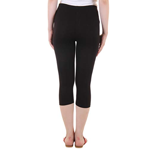 Image of DIAZ Women Cotton Stretchable Capri | Slim /Regular Fit | Breathable Yoga, Gym & Lounge Wear | High-Waist Stretchable 3 /4 Length Leggings with Wide Waistband - Pack of 1