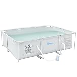 Outsunny Steel Frame Pool with Filter Pump, Filter Cartridge, Reinforced Sidewalls Rust Resistant Above Ground Swimming Pool 292 x 190 x 75cm, Grey