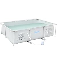 Outsunny Steel Frame Pool with Filter Pump, Filter Cartridge, Reinforced Sidewalls Rust Resistant Above Ground Swimming Pool 292 x 190 x 75cm, Grey
