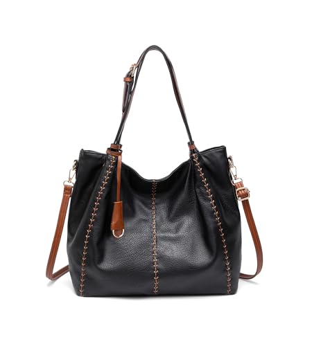 Sac fourre-tout décontracté noir myfriday en similicuir souple avec bandoulière pour femme