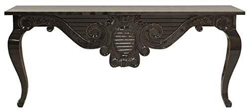 Casa Padrino Consola Barroco de Lujo Negro 200 x 45 x A. 85 cm – Consola de Madera Maciza Hecha a Mano – Muebles de Hotel Barroco – Calidad de Lujo