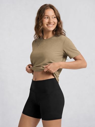Image of ODODOS Women's Performance Cropped Tee Ultra Soft odSTRATUM Tech Short Sleeve Relaxed Top Crew Neck T-Shirts