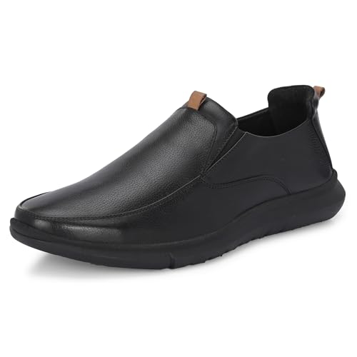 Image of Blue Leather By Centrino Genuine Leather Men's Formal Slip on Loafers |Comfort Trendy Non Lace-Up Design |Flexible Mocassins |Leather with Anti-Skid Sole |Perfect for Office Wear & Formal Dress (3997)
