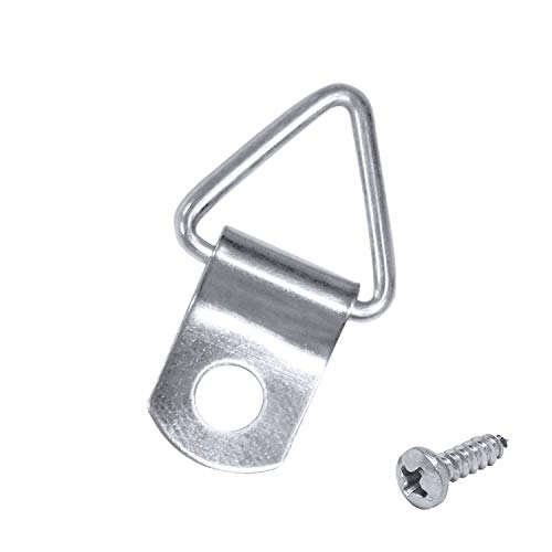 Image of Small Triangle Ring 1 Hole Picture & Mirror Hanger with #6 3 /8 inch Pan Head Philips Screws, 10 Pack