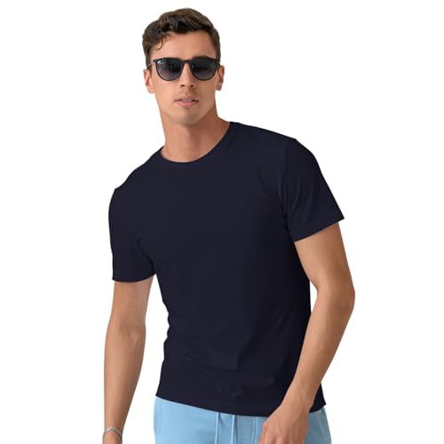 Image of CreativiT Unisex Plain Casual Half Sleeve Round Neck T-Shirt | 100% Recycled Cotton Rich T-Shirt Pack of 1