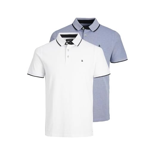 Jack & Jones Hombre JJEPAULOS 2 Paquete Polo - Bright Cobalt/Blanco - XL