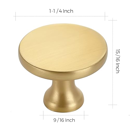 Image of Ravinte 30 Pack Solid Metal Knobs Dresser Drawer Knobs Gold Cabinet Hardware Round Cabinet Door Knobs Drawer Knobs Kitchen Cabinet Knobs Brushed Brass Drawer Pulls
