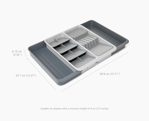 Image of Joseph Joseph DrawerStore Expanding Tiered Flatware Cutlery Tray with Knife Organizer, Expandable In-Drawer Space-Saving Kitchen Storage, Recycled Plastic