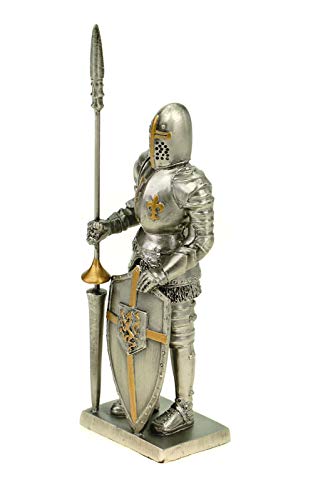 Veronese Zinn Tempelritter mit Schild und Lanze 13 cm Figur Templer Deko Knight Ritter – Bild 3