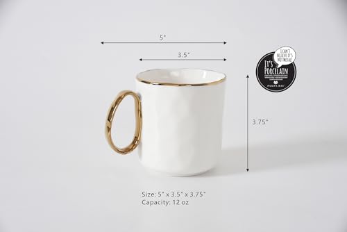 Mug Portofino de porcelana blanca y dorada 5x3.5x3.75 pulg miniatura 4