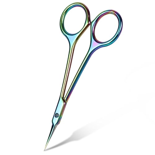 Beugo Tijeras Profesionales para Uñas, Inoxidable Tijeras para cuticulas, Curvas, Extra afiladas, Tijeras de Belleza para Uñas, Cejas, Bigote, Piel Muerta, B-Color titanio