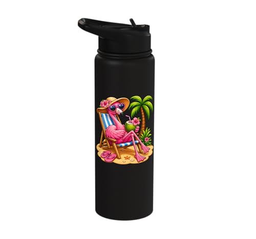 Flamingo Beach Cute Summer Vibes Beaches Vacation Stainless Steel Insulated Water Bottle