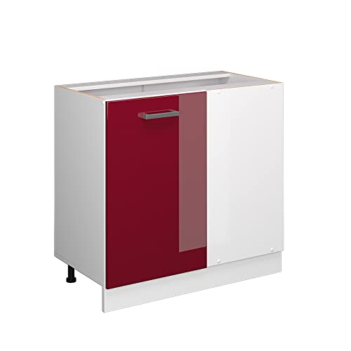 Vicco Meuble d'angle R-Line, Rouge Brillant, 86cm sans PT, pour Une Combinaison Libre au Sein de systèmes de Cuisine modulaires
