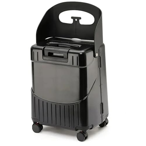 CNAFGBGG Viaje en la Maleta para niños de 20 Pulgadas con la Maleta con Asiento y 4- Ruedas giratorias Compartimentales de Servicio Pesado con Ganchos TieT & Bag para Viajar, Salir (Negro)..