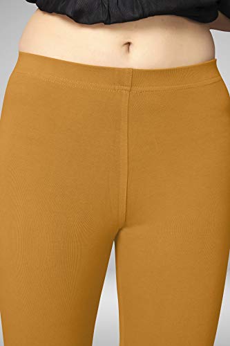 Image of Women's Cotton Skinny Leggings with Ankle Length Solid Pattern Mid Rise and Elastic Closure | Cotton Skinny Leggings for Womens
