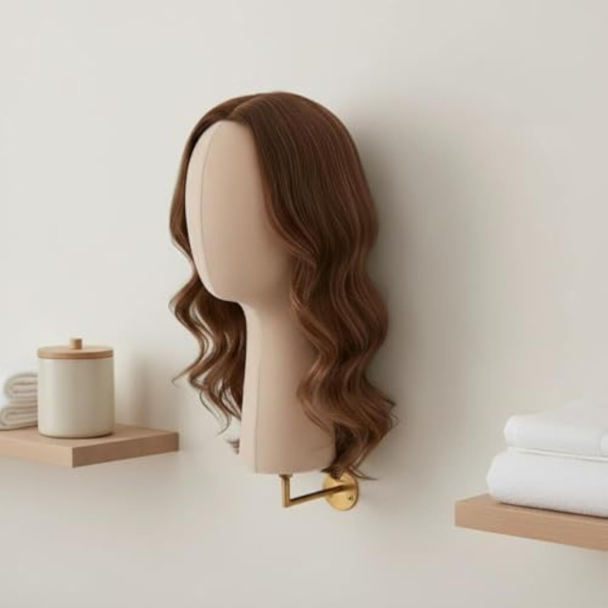 Gold-Colored Wall-Mounted Head for Hairpieces