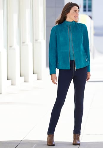 Jessica London Women's Plus Size Suede Zip-Front Jacket4